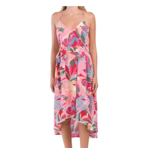 Laundry by Shelli Segal Tropical Floral Print V-Neck Sleeveless  Dress Size 12P - Picture 1 of 5